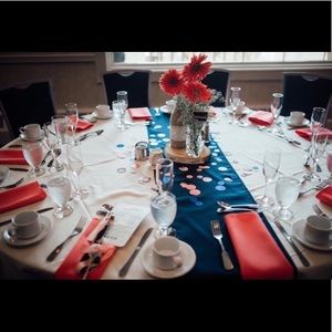 Coral & Navy Blue Wedding/Party Napkins & Runners